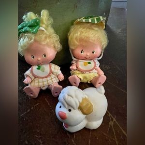 Lem & Ada twin Strawberry Shortcake dolls w Sugar Woofer dog all Vintage